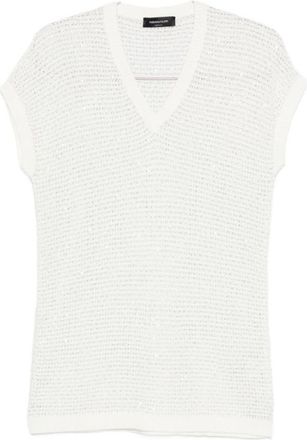 Fabiana Filippi White Knitted V Neck T-Shirt