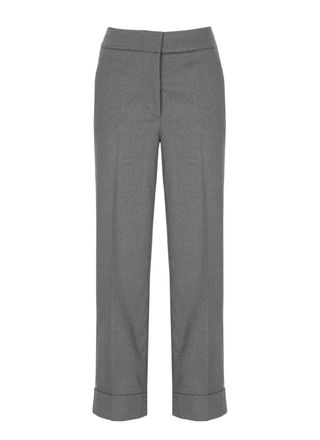 PESERICO Grey Lapel Hem Formal Pants