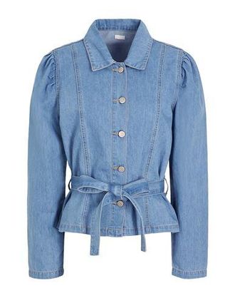 8 by YOOX ORGANIC COTTON DENIM PUFF-SLEEVE CHEMISIER JACKET