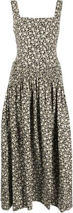 Tory Burch floral-print flared dress - women - Silk/Silk - 2 - Neutrals