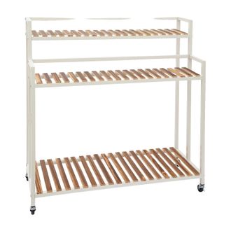 OEM Estanter&iacute;a Para Plantas, Dise&ntilde;o De 3 Niveles, M&oacute;vil Con Ruedas Universales, Blanca, M