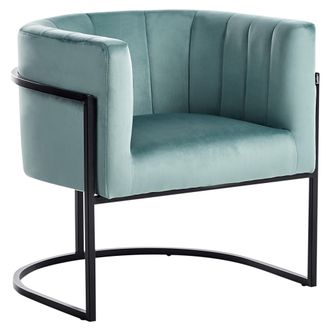 Beliani Beliani - Sill&oacute;n De Estilo Glamuroso De Terciopelo Verde Menta Y Con Estructura De Metal Negra Larvik Ii