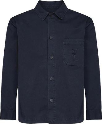 Saint Laurent Casual overhemd - Heren - Casual Overhemden - Blauw - M - Katoen - Overhemden
