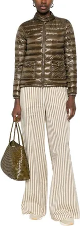 Herno Green Quilted Mock Collar Jacket
