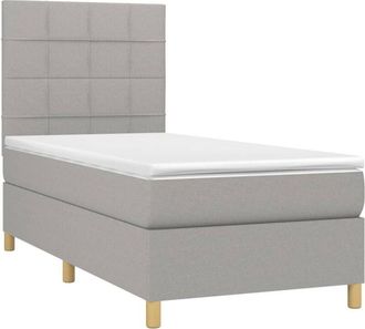 vidaXL Cama Box Spring Colch&oacute;n Y Luces Led Tela Gris Claro 80x200 Cm Vidaxl