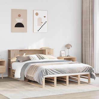 Berkfield Home Bookcase Bed without Mattress 135x190 cm Double Solid Wood in Brown
