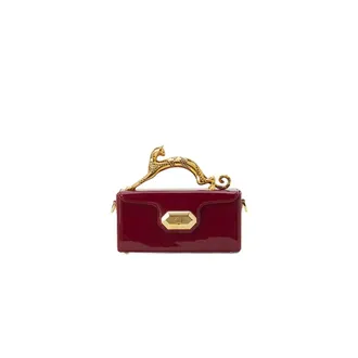 Lanvin Pencil Cat Nano Top Handle Bag - Dames - Tassen - Rood - Maat: ONE Size Leer