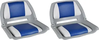 vidaXL 2x Asiento Barco Respaldo Plegable Coj&iacute;n Azul Blanco 41x51x48cm Vidaxl