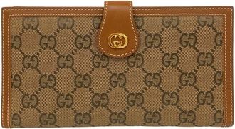 Gucci Brown Canvas Leather Long Wallet (Bi-Fold) (Pre-Owned)