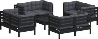 vidaXL Muebles De Jard&iacute;n 9 Pzas Con Cojines Antracita Madera De Pino Vidaxl