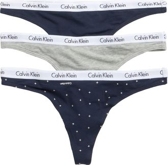 Calvin Klein Logo Assorted Thongs - Pack of 3 in Speakeasy/Grey/Logo Grid at Nordstrom Rack, Size Small