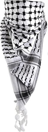 World of Shawls Shemagh Desert Palestinian Arafat Square Scarf Reduce to Clear (Black & White)