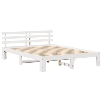 Berkfield Home Wood Bed Frame White Wood 160 x 200 cm Durable White Bed Frame