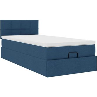 vidaXL Cama Otomana Con Colch&oacute;n Tela Azul 100x200 Cm Vidaxl