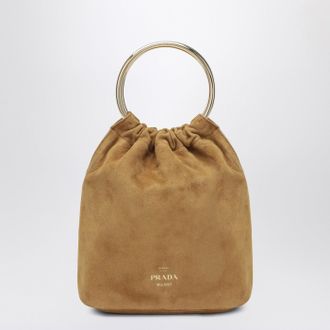 Prada Mini bucket bag in cinnamon suede