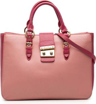 Miu Miu Pre-owned Miu Miu Bicolor Madras Leather Convertible Lock Tote Ladies RKNCT3AVIU2ZQRMS