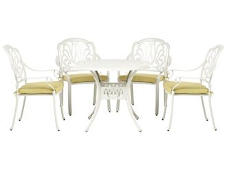 Beliani Conjunto de comedor 4 personas de metal blanco