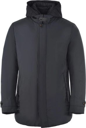 Moorer Blauwe Waterdichte Donsjas met Afneembare Capuchon - Heren - Winterjassen - Blauw - 4XL - Polyester - Jassen