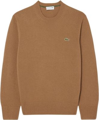Lacoste Wollen trui met ronde hals - Heren - Truien - Beige - Maat: L Wol