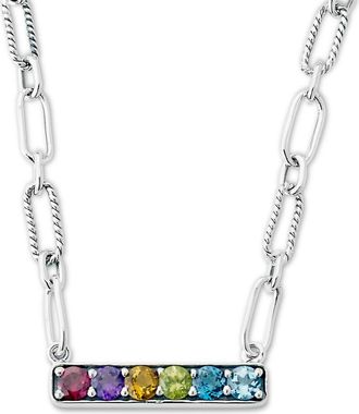 Samuel B. Sterling Silver Semiprecious Stone Bar Pendant Necklace in Multi at Nordstrom Rack