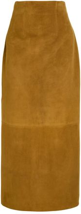 Khaite Loxley Suede Midi Skirt - Brown - 2 (UK6 / XS)