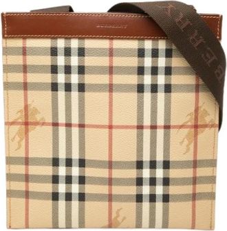 Burberry Pre-owned Canvas schoudertassen - Dames - Vintage Schoudertas - Beige - ONE Size - Leer - Vintage