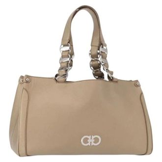 Ferragamo Pre-owned Handbags, female, Beige, Size: ONE SIZE Pre-owned Leather Handbag