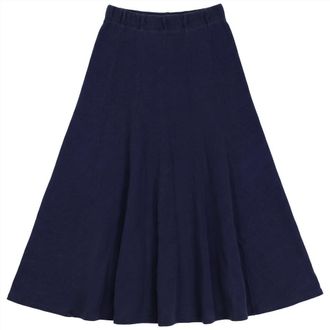 FYI Denim Terry Vertical Panel Elastic Waist Midi Skirt in Dark Denim at Nordstrom, Size X-Large