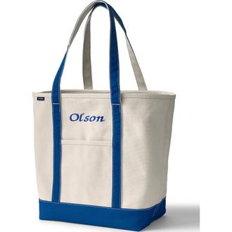 Lands End Lands End Canvas Open Top Tote Bag Regular & Long Handle Carry All - Stylish for Work Travel Beach Errands Great Gift in