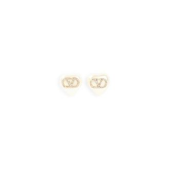 Valentino Garavani V Logo Signature Pearl Earrings - Dames - Oorbellen - Beige - ONE Size - Accessoires