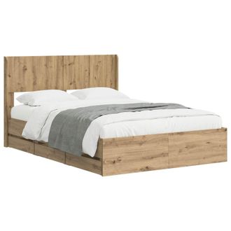 vidaXL Estructura De Cama Con Almacenamiento Y Cabecero Artisan Oak Vidaxl