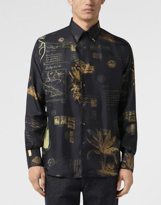 Billionaire Boys Club Printed Silk Shirt Letter Men in Black at Nordstrom, Size 4X-Large