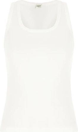 Saint Laurent Cassandre Tank Top - Dames - Tops zonder mouwen - Wit - S - Katoen - Tops