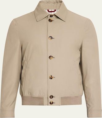 Brunello Cucinelli Shiny Zipper Pull Bomber Jacket from