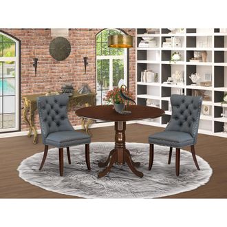 East West Furniture 3 Piece Dining Table Set Consists of a Round Kitchen Table with Dropleaf