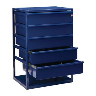 OEM Mueble Mostrador Logs 190 H795xl540xf390mm 5 Cajones, Color Azul Ral 5022 Logs