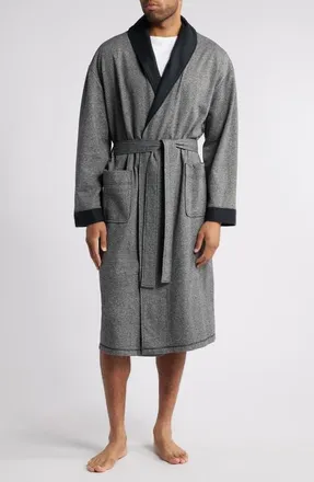 Majestic International Feel Good Fleece Robe in Marled Black at Nordstrom, Size Large