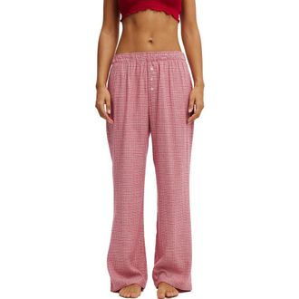 Cotton On Womens Flannel Wide Leg Pant in Charlotte Check Reds at Nordstrom, Size X-Small