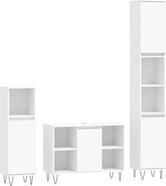 vidaXL Vidaxl - Juego De Muebles De Ba&ntilde;o 3 Pzas Madera Contrachapada Blanco