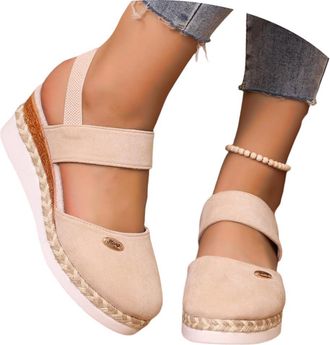 Generic Womens Closed Toe Espadrilles Sandals Summer Wide Fit Wedge Ankle Strap Sandal Non-slip Platform Shoes Comfortable Elegant Low Heels Walking Slippers 