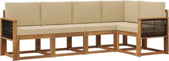 vidaXL Conjunto De Sof&aacute;s De Exterior 5 Uds. Natural Y Beige Poli&eacute;ster Vidaxl