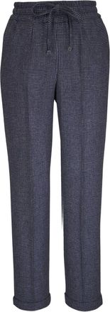 Kiton Geruite broek met trekkoord - Blauw