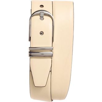 Nordstrom Leather Belt in Ivory- Silver at Nordstrom Rack, Size Small