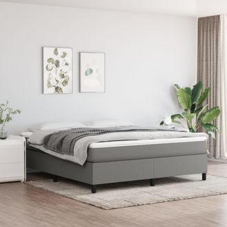 vidaXL Cama Box Spring Con Colch&oacute;n Tela Gris Oscuro 160x200 Cm Vidaxl