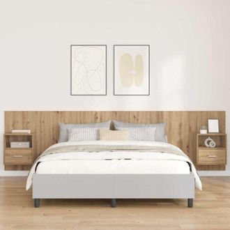 vidaXL vidaXL Testata con Comodino 3 pcs Rovere artigianale Legno multistrato