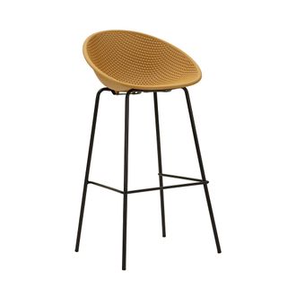 Les Tendances Set 2 Sgabelli Bar Ibiza Senape 50x50x98 Cm - Struttura In Metallo E Polipropilene - Serie 940