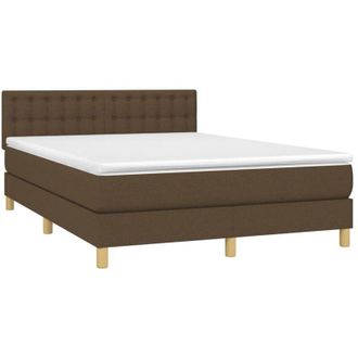 vidaXL Vidaxl - Cama Box Spring Con Colch&oacute;n Tela Marr&oacute;n Oscuro 140x190 Cm