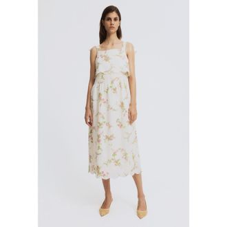 H&M Mama nursing dress with tie-top shoulder straps in Cream/floral at Nordstrom, Size Xx-Large