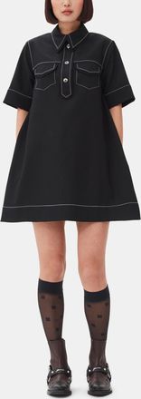 Ganni Black Crepe Mini Dress - Size 38