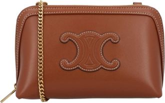 Celine Cuir Triomphe Pouch - Dames - Schoudertassen - Bruin - ONE Size - Leer - Tassen